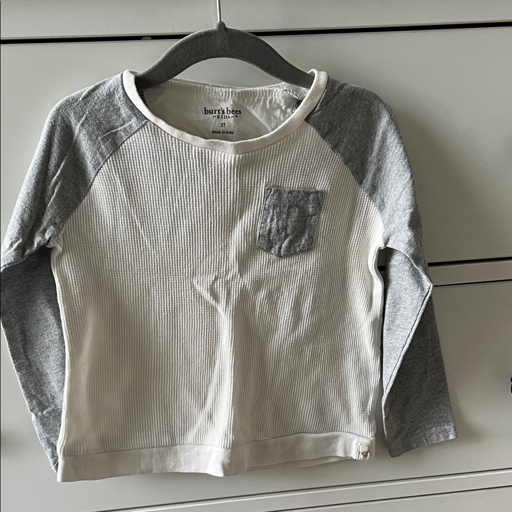 Burt's Bees Kids Long Sleeve Gray and Cream Tee